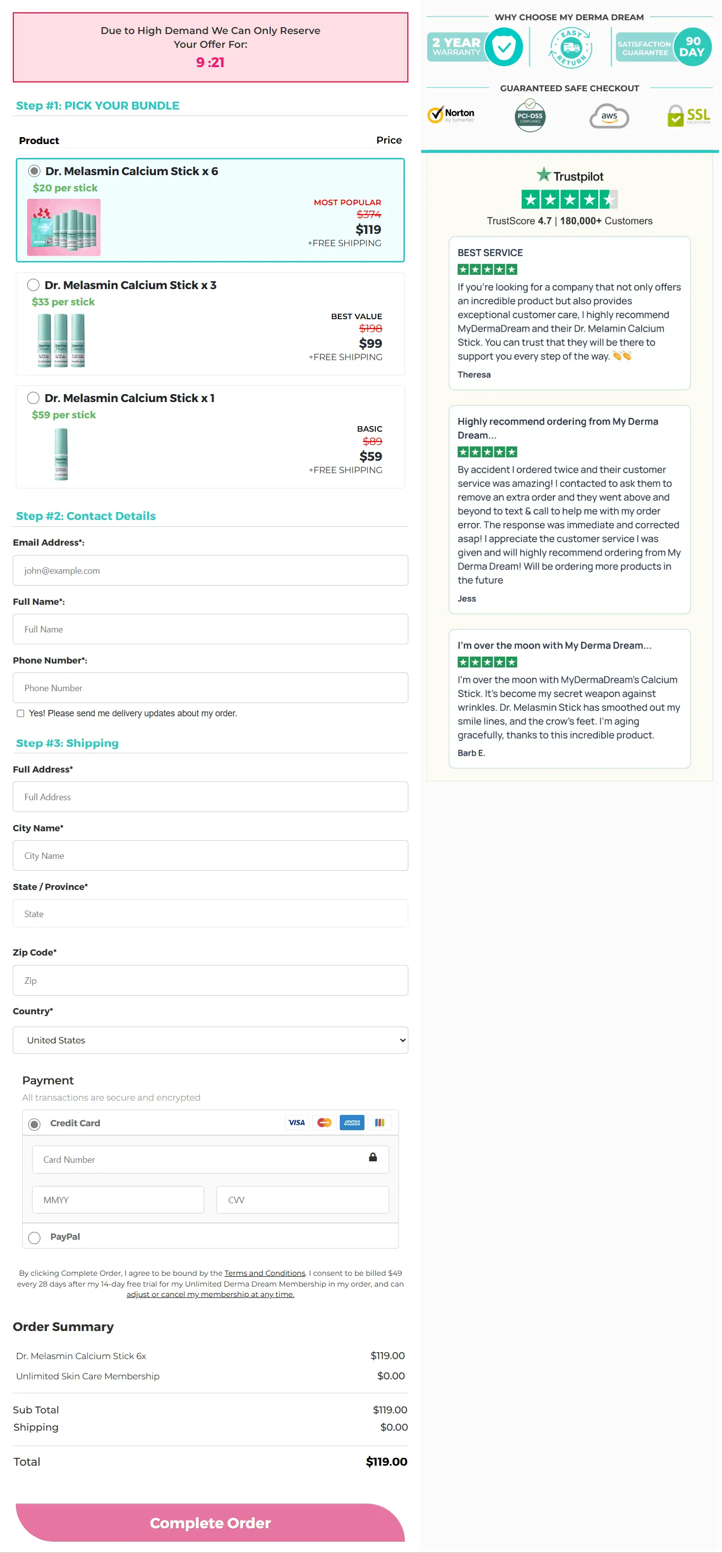 Dr Melasmin Calcium Stick secure order form